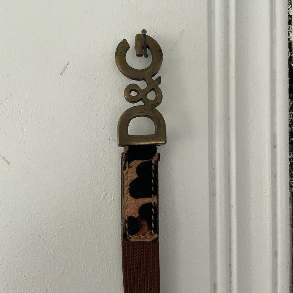 Vintage dolce and Gabbana D&G logo leopard print stretch belt